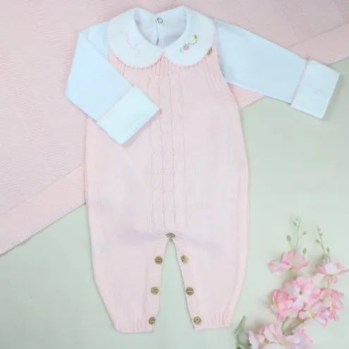 Saída De Maternidade Feminina Bebê Tricô Laura 7 peças - ACOMPANHA BODY PERSONALIZADO À MÃO Rosa Pupurri