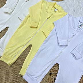 Kit 3 Macacões Modelo Americano Zíper Liso