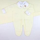 Saída De Maternidade Masculina Bebê Tricô 5 Peças Londres - ACOMPANHA BODY PERSONALIZADO                                                                        Amarelo