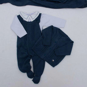 Kit Saída Maternidade Personalizável Completa Branco + Azul Marinho | Personalize Com o Nome do Seu Príncipe