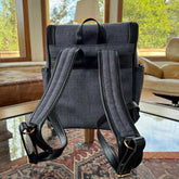 Mochila Maternidade Linho Preto | Personalizada