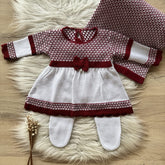 Saída Maternidade Bicolor com Ponto Detalhado 3 Peças Vermelha