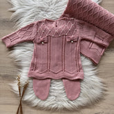 Saída Maternidade Losangos com Pérolas Detalhe Lacinhos Rosê 2.0