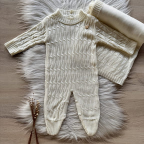 Saída Maternidade Trama Detalhe Ursinho 2 Peças Pérola