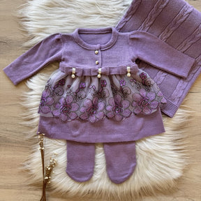 Saída Maternidade Detalhe Gripier 3 Peças Roxo 3.0