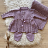 Saída Maternidade Lacinho Pompom 3 Peças Lavanda