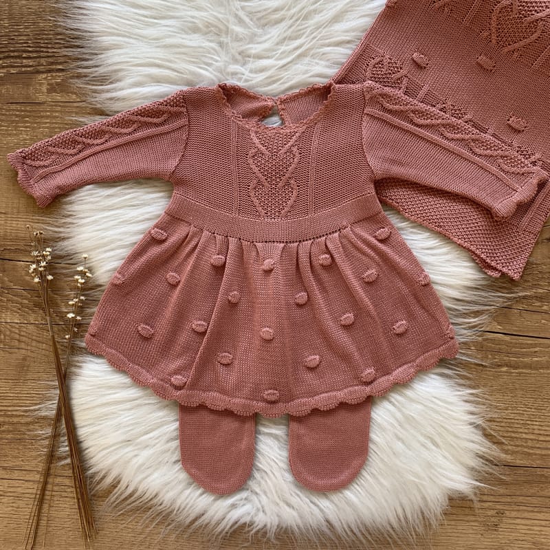 Saída Maternidade Trama e Bolhas Luxo Rosa Prata