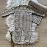 Saída Maternidade Trama Detalhe Ursinho 2 Peças Bege