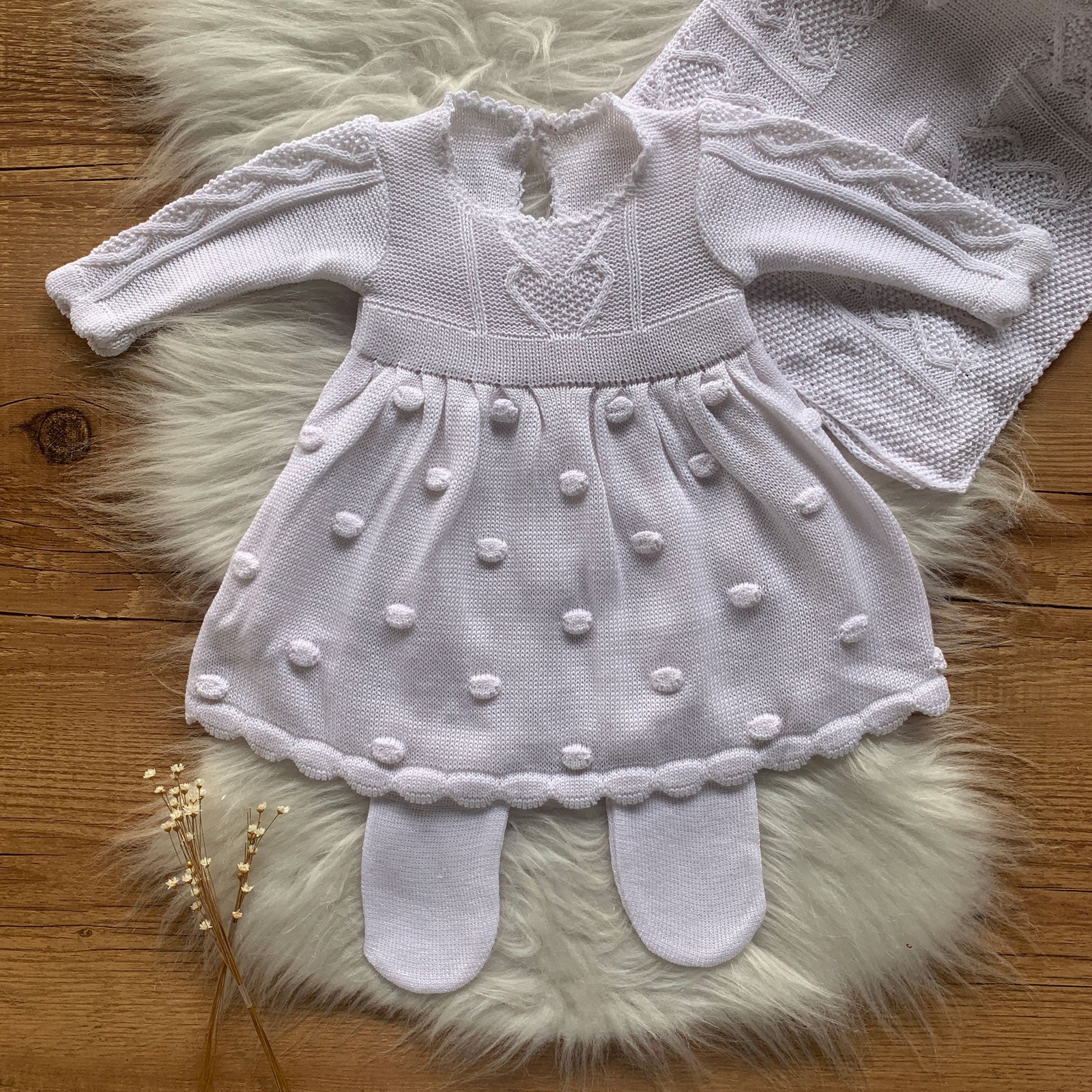 Saída Maternidade Trama e Bolhas Branco