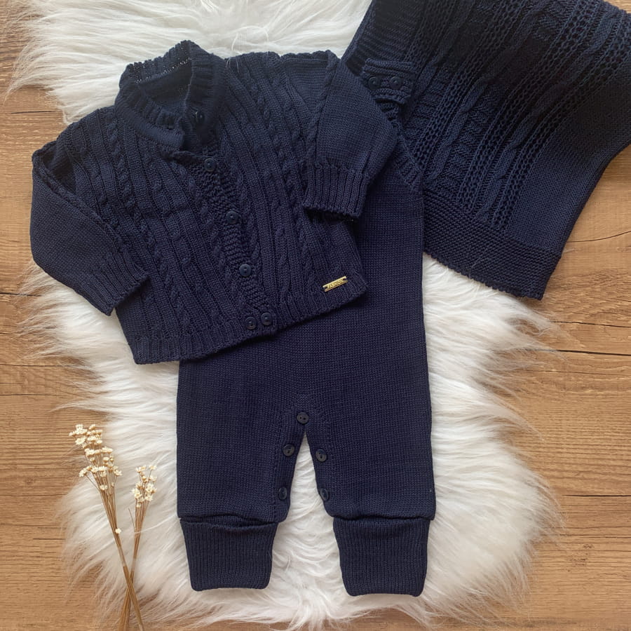 Saida Maternidade Trama Casaco, Macacão e Manta Profundo